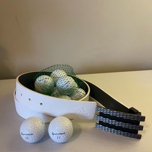Mens White Adidas Adjustable Golf Belt Free Golf Balls with Purchase